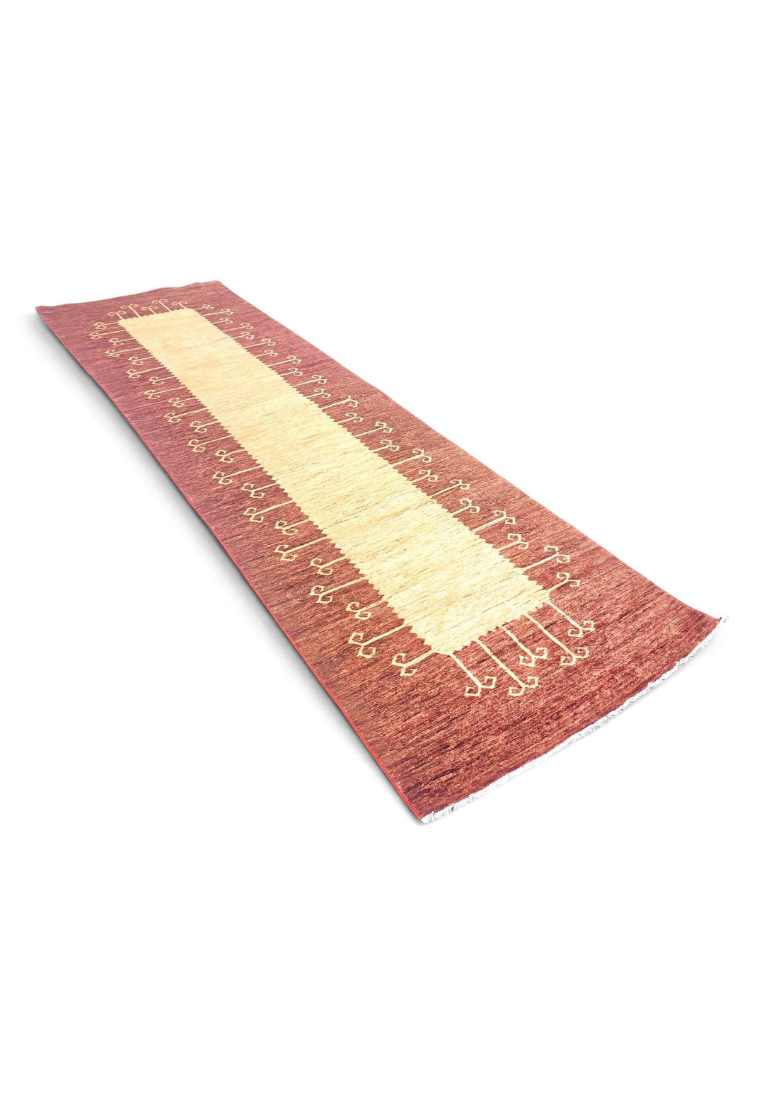 Terracotta Gabbeh runner 82×286cm, Afghanistan craftsmanship