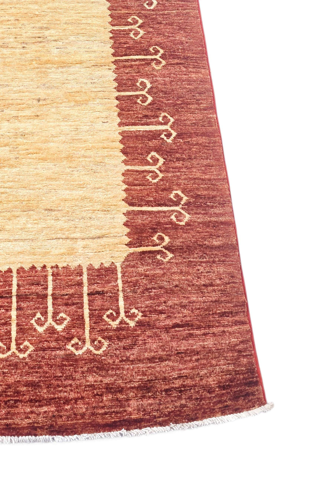 Hand-knotted terracotta Afghan Gabbeh runner in Ghazni wool