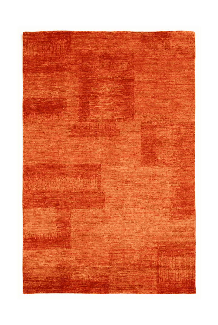 Terracotta Afghan Gabbeh rug, hand-knotted wool