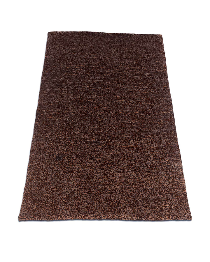 Hand-knotted wool pile of chestnut brown Gabbeh rug