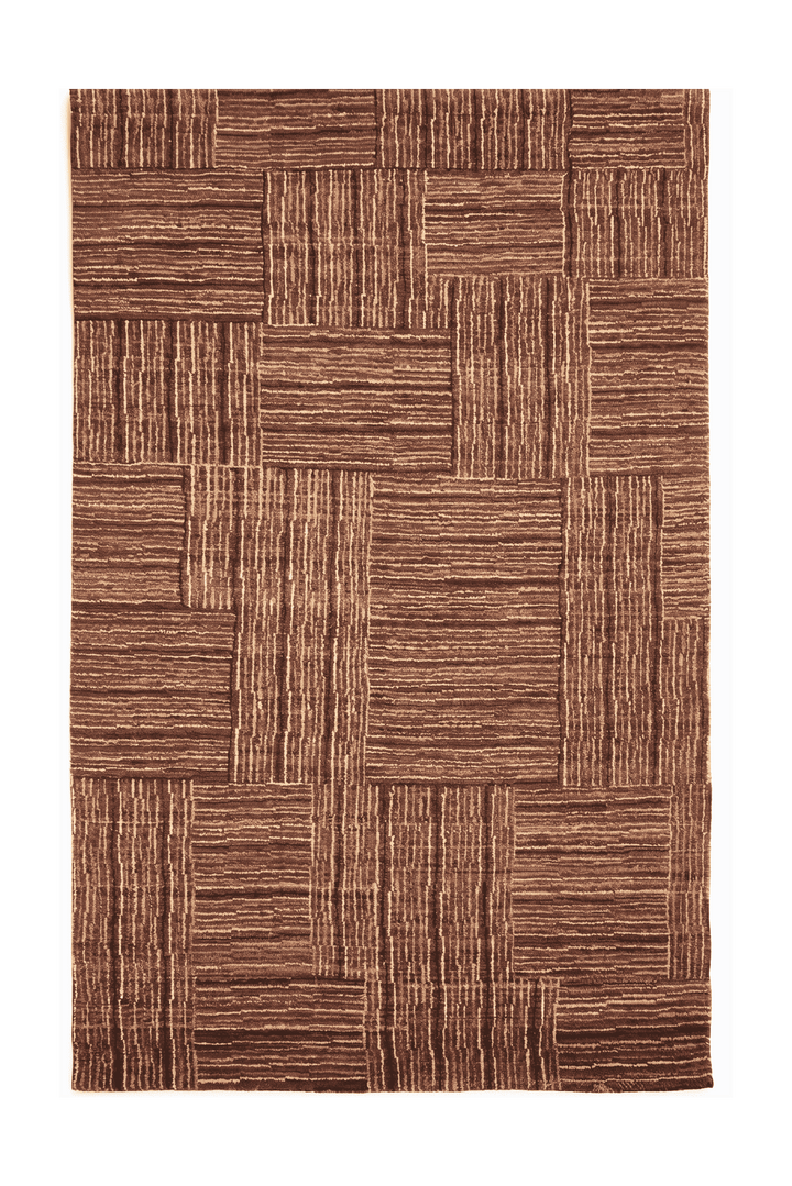 Cinnamon patchwork Afghan Gabbeh rug, hand-knotted wool