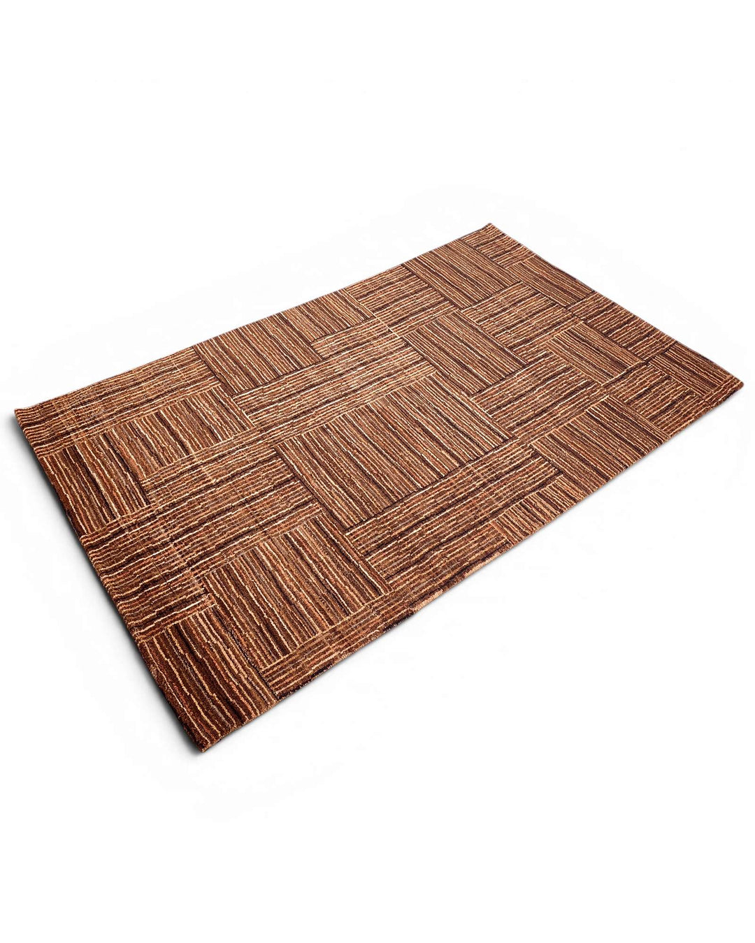 One-of-a-kind cinnamon patchwork Afghan Gabbeh rug