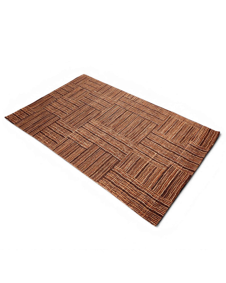 Hand-knotted Afghan Gabbeh rug with cinnamon patchwork field