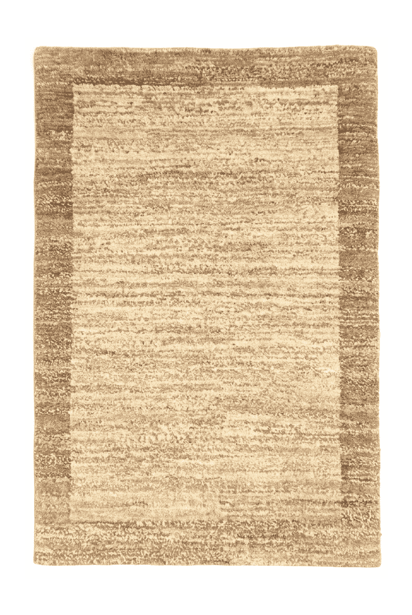 Cream and brown bordered Afghan Gabbeh rug, hand-knotted wool