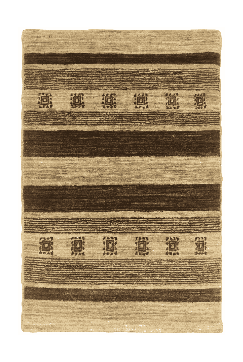 Cream and brown stripe Afghan Gabbeh rug, hand-knotted wool