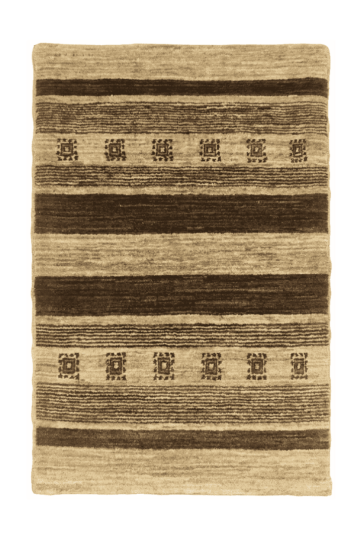 Cream and brown stripe Afghan Gabbeh rug, hand-knotted wool