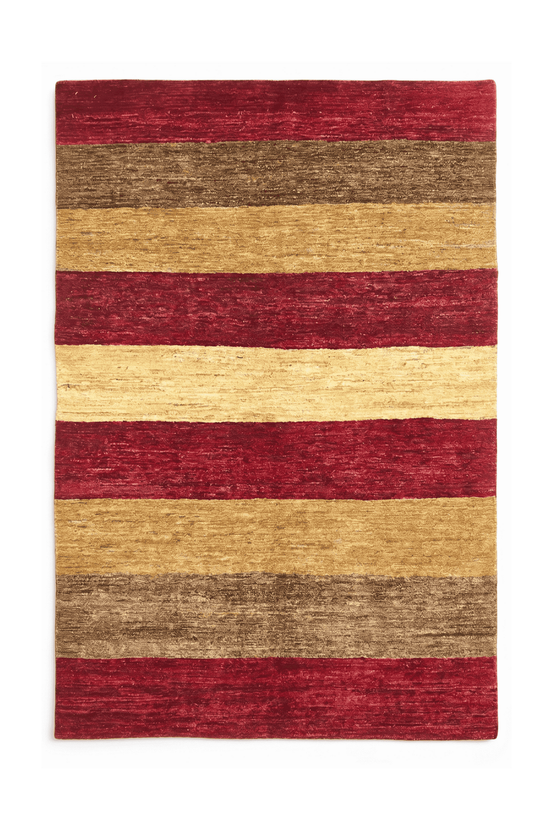 Crimson and gold stripe Afghan Gabbeh rug, hand-knotted wool