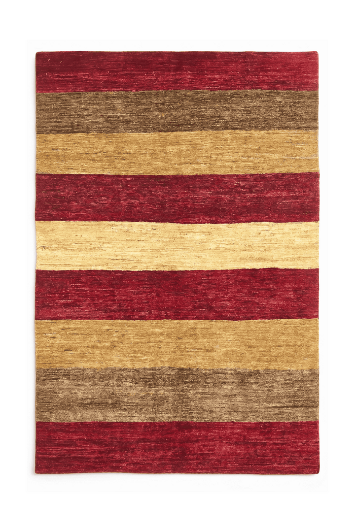 Crimson and gold stripe Afghan Gabbeh rug, hand-knotted wool