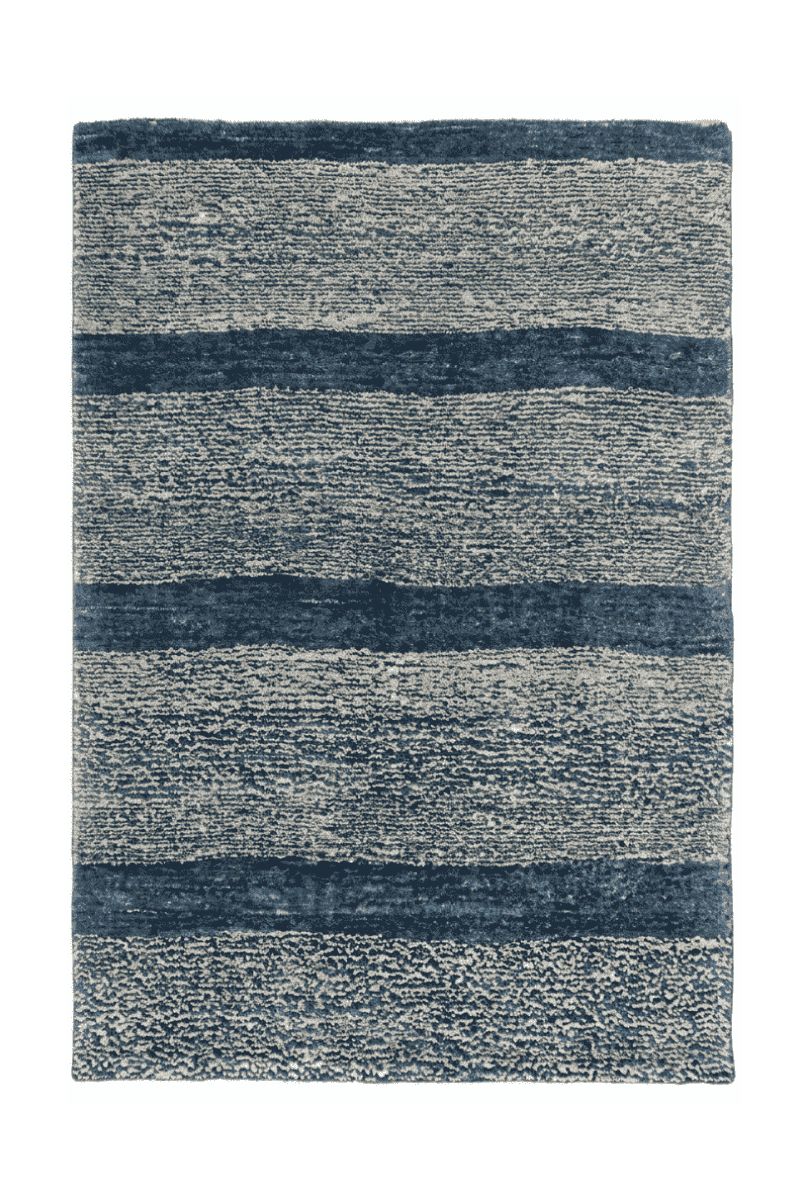Denim blue stripe Afghan Gabbeh rug, hand-knotted wool