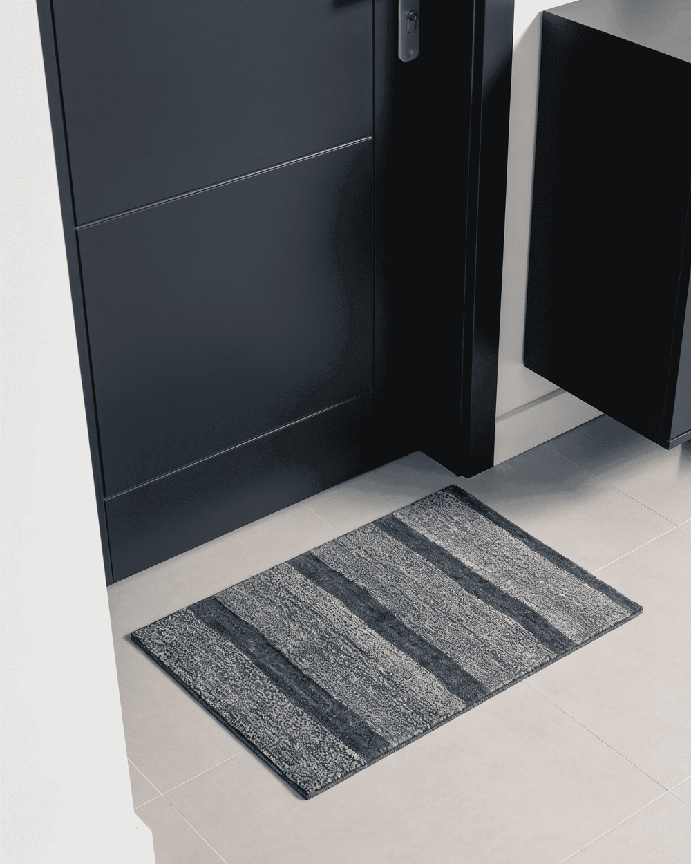 Stripe design in denim blue on Afghan Gabbeh wool rug