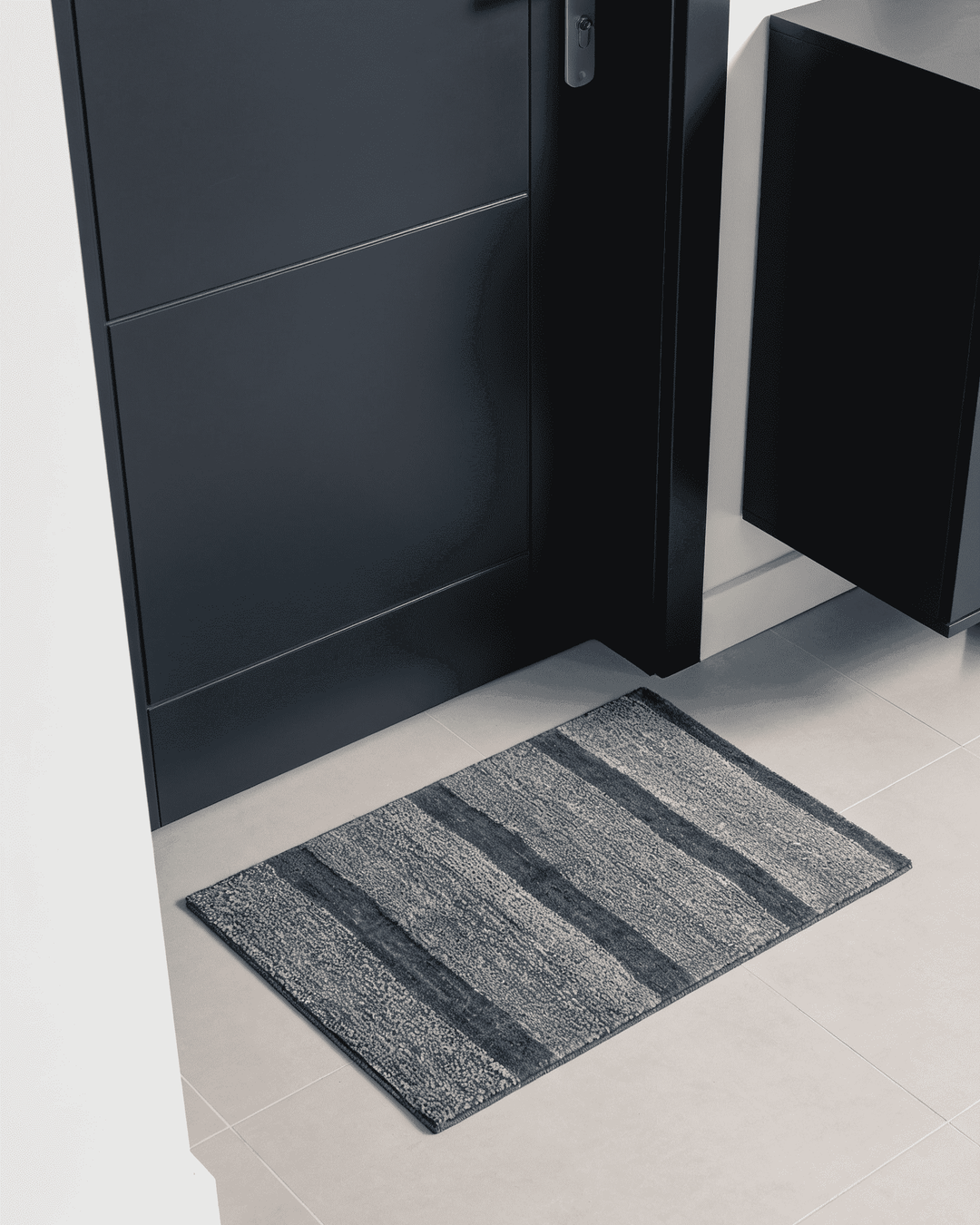 Stripe design in denim blue on Afghan Gabbeh wool rug