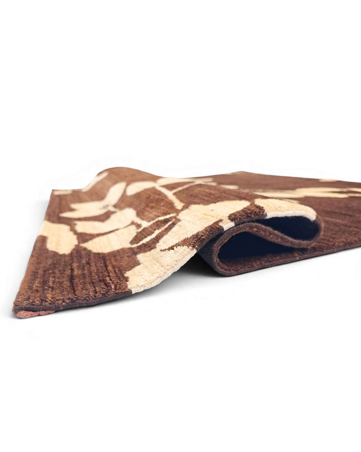 Hand-knotted Afghan Gabbeh rug with chocolate leaf motifs