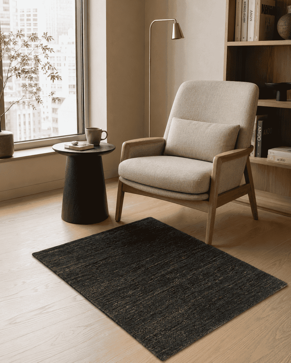 Forest green field detail on Afghan Gabbeh wool rug
