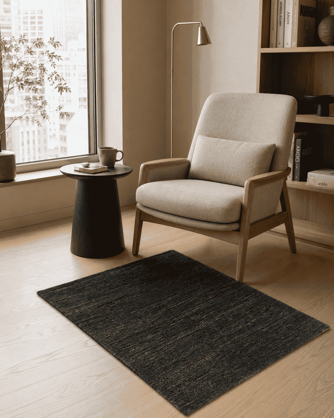 Forest green field detail on Afghan Gabbeh wool rug