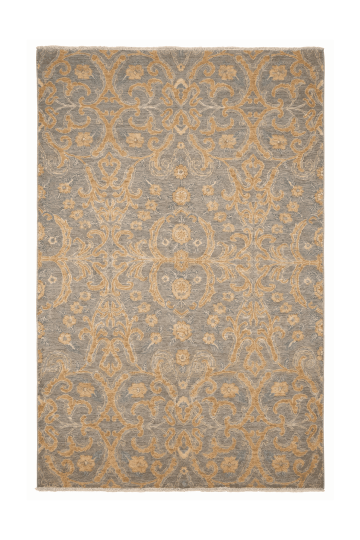 Pewter grey and gold Afghan Gabbeh rug, hand-knotted wool