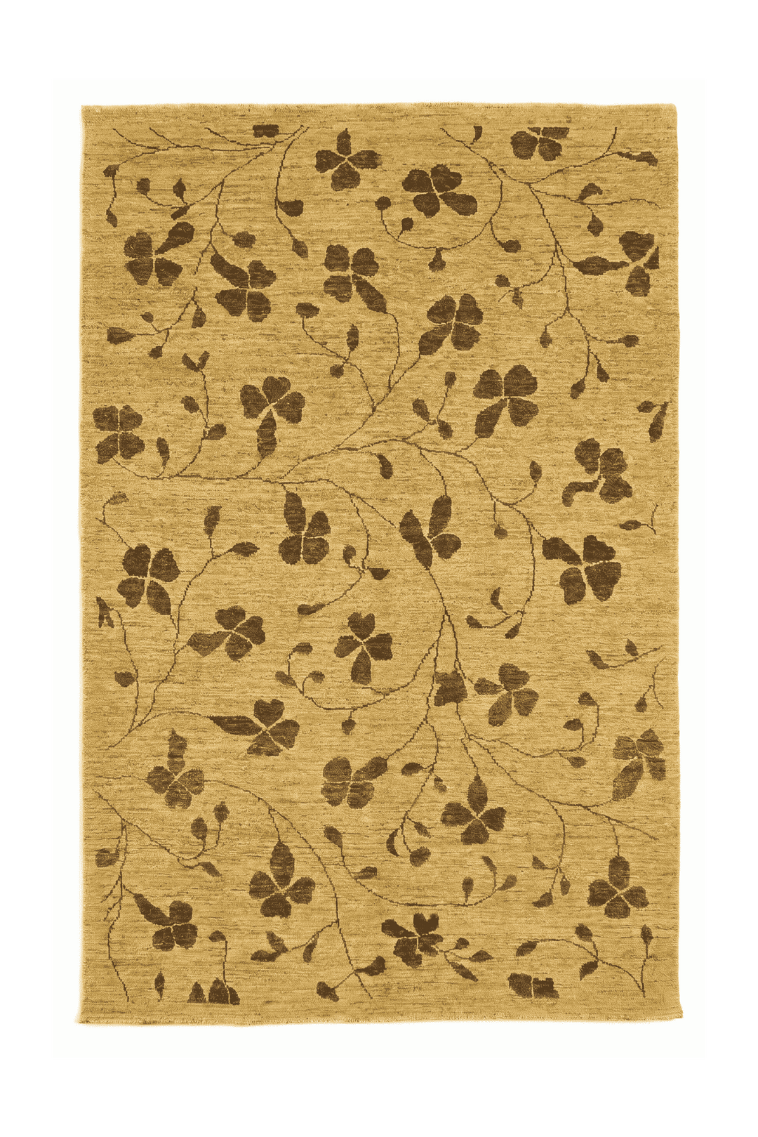 Honey gold clover Afghan Gabbeh rug, hand-knotted wool