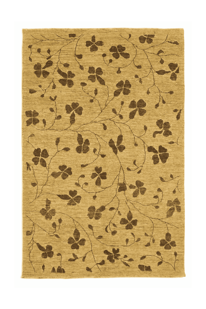 Honey gold clover Afghan Gabbeh rug, hand-knotted wool