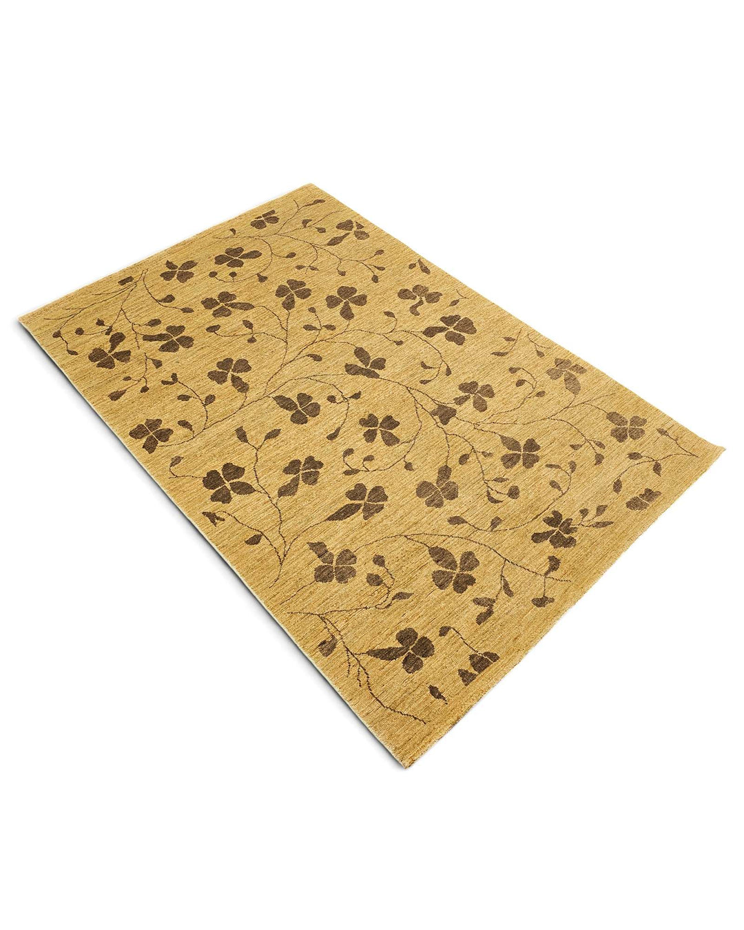 Hand-knotted wool pile of honey clover Gabbeh rug