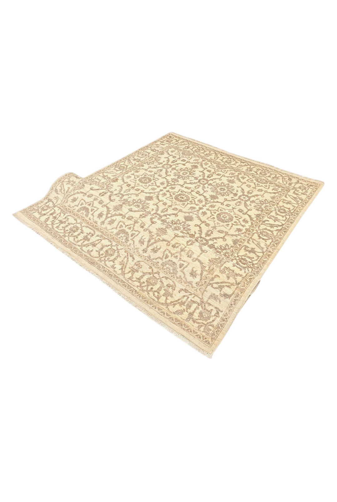 Hand-knotted Afghan Gabbeh rug in ivory cream wool