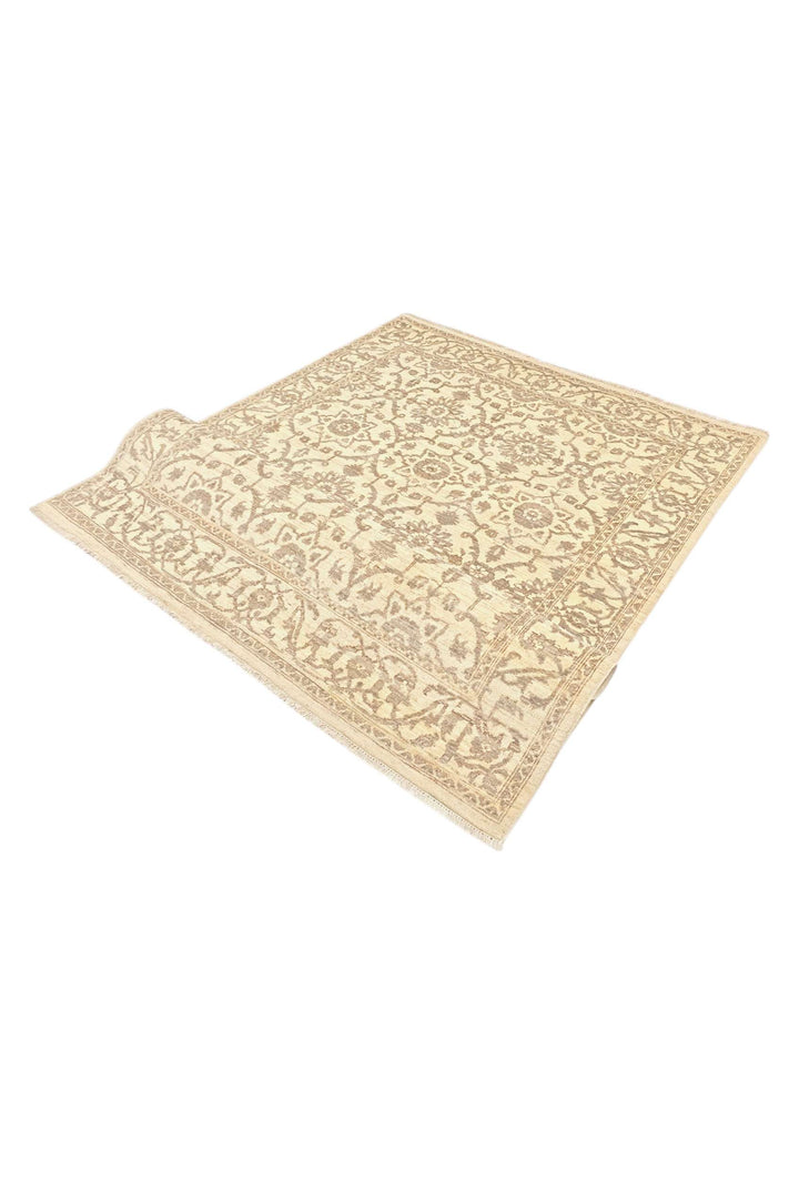 Hand-knotted Afghan Gabbeh rug in ivory cream wool