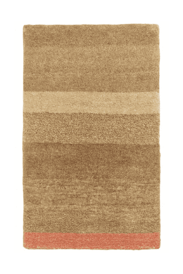 Earth brown and coral stripe Afghan Gabbeh rug, hand-knotted wool