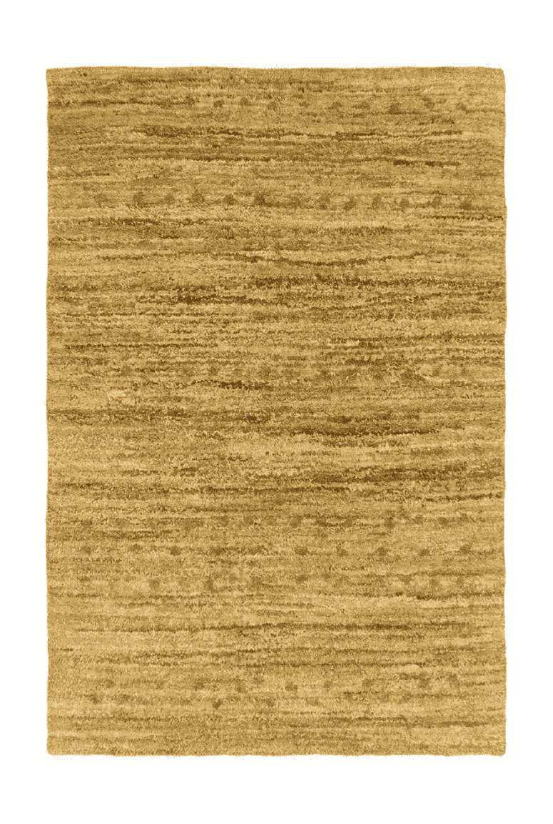 Wheat gold Afghan Gabbeh rug with rust flecks, hand-knotted wool