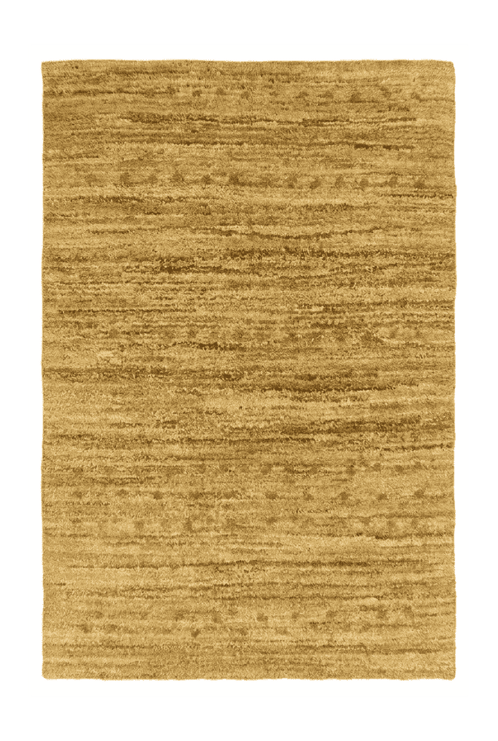 Wheat gold Afghan Gabbeh rug with rust flecks, hand-knotted wool
