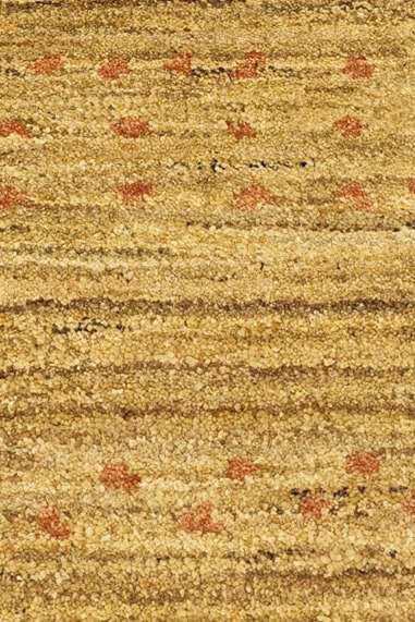 One-of-a-kind wheat gold Afghan Gabbeh rug with rust flecks