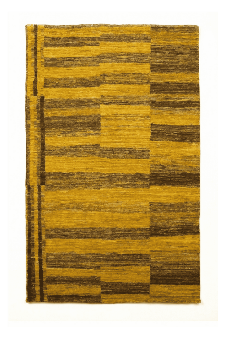 Mustard Afghan Gabbeh rug, hand-knotted wool