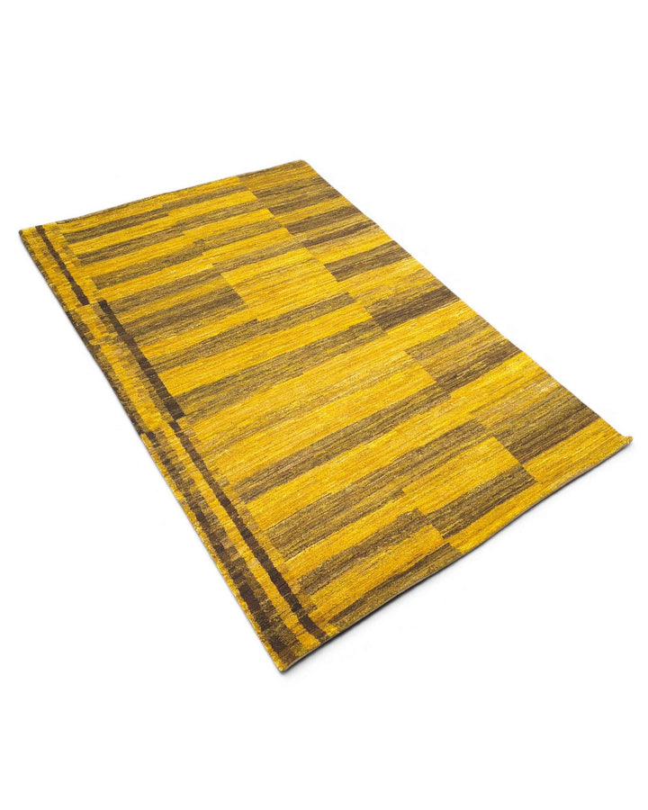 One-of-a-kind mustard Afghan Gabbeh rug