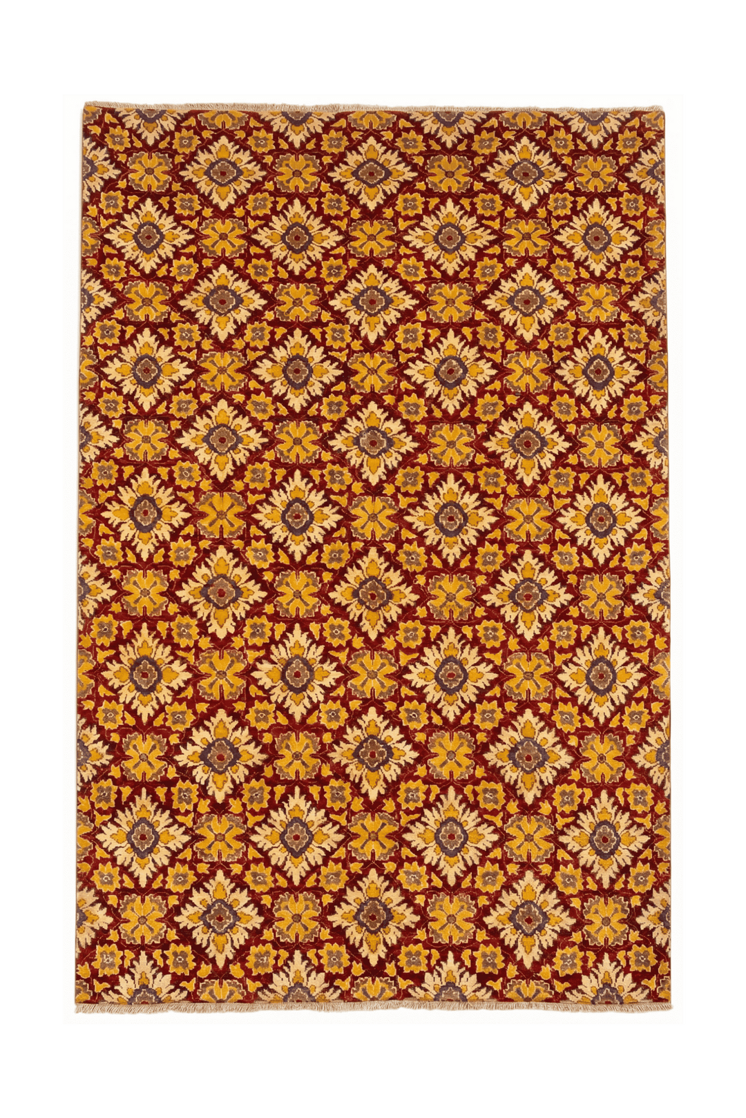 Garnet bloom Afghan Gabbeh rug, hand-knotted wool