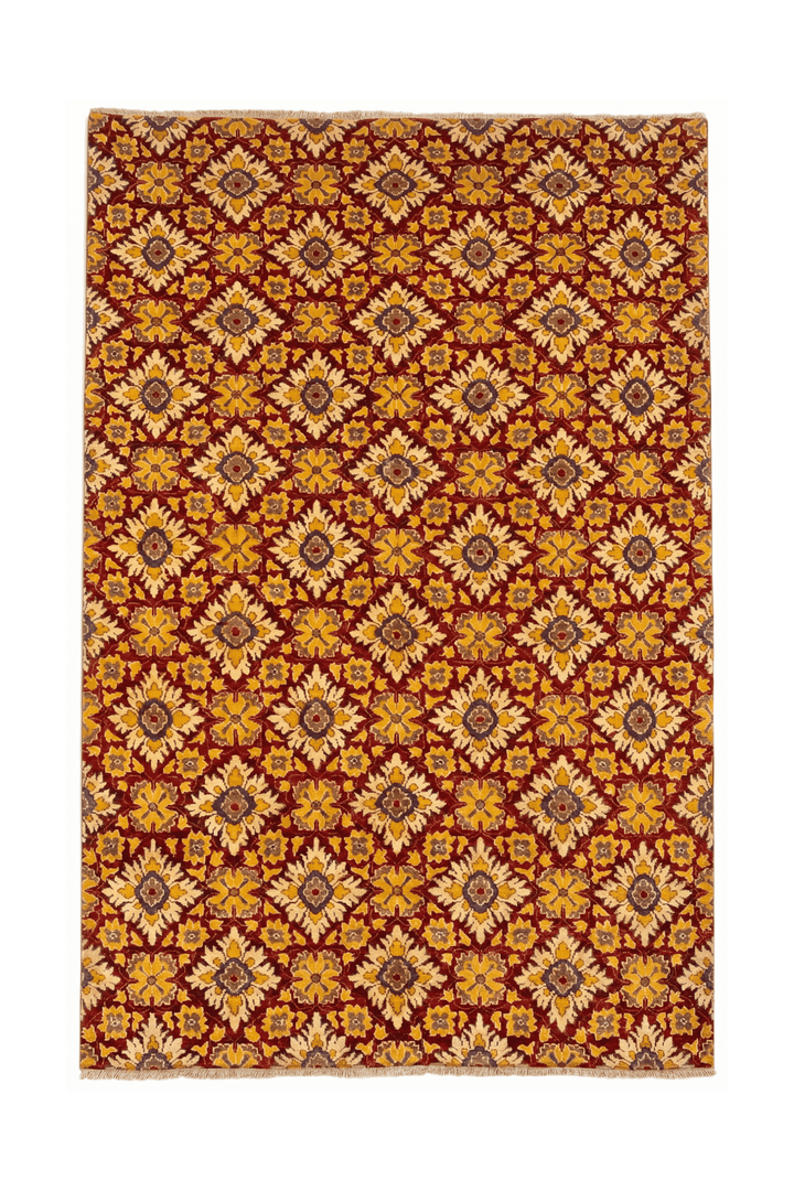 Garnet bloom Afghan Gabbeh rug, hand-knotted wool