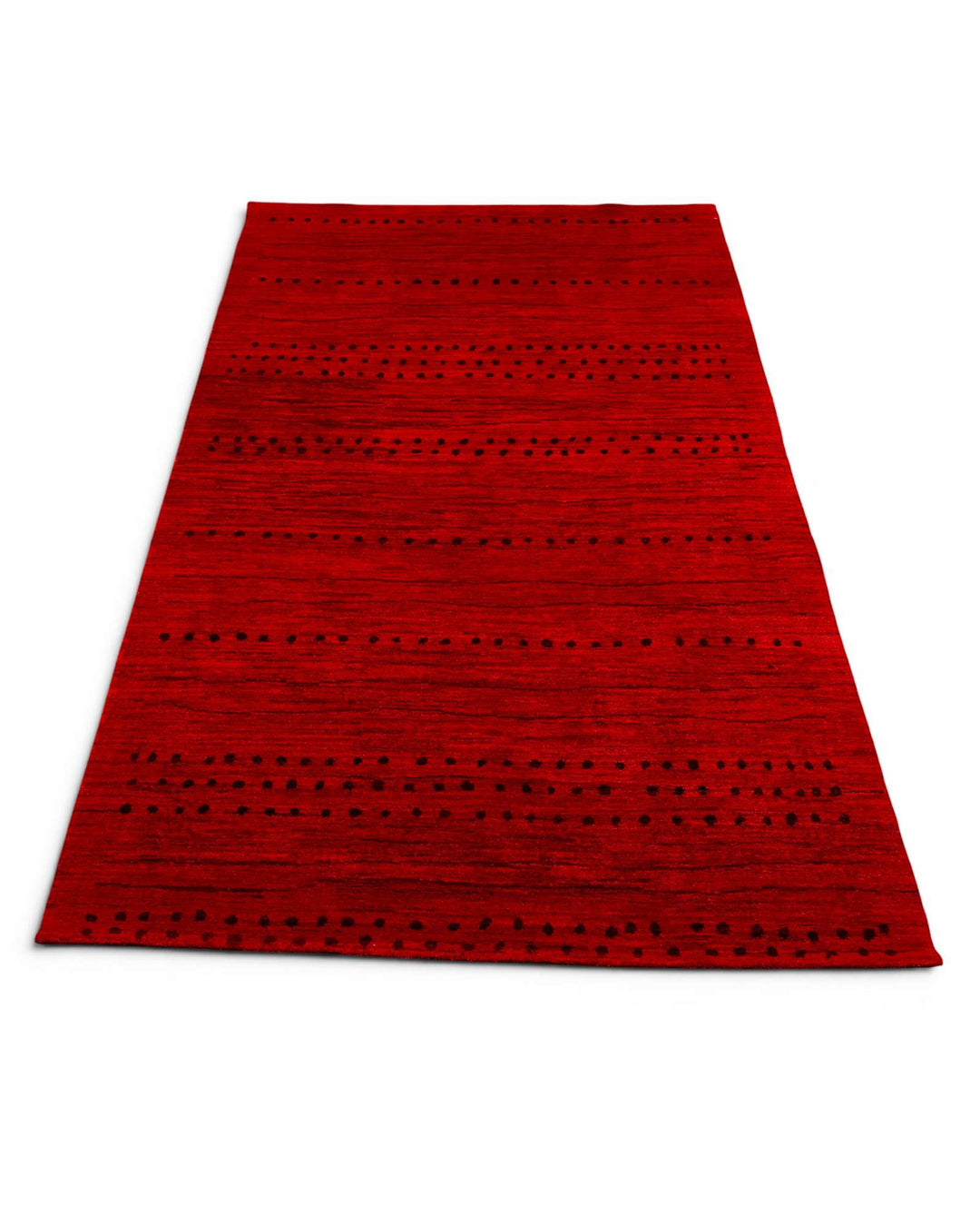 Border detail of red burgundy hand-knotted Afghan Gabbeh rug