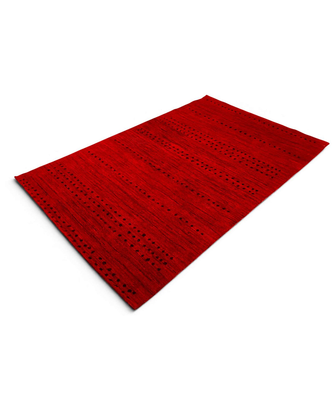 Hand-knotted wool pile of red Gabbeh rug, 121×190cm