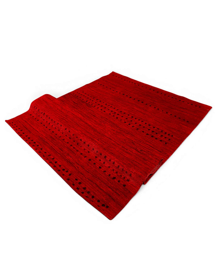 Hand-knotted Afghan Gabbeh rug in red burgundy wool