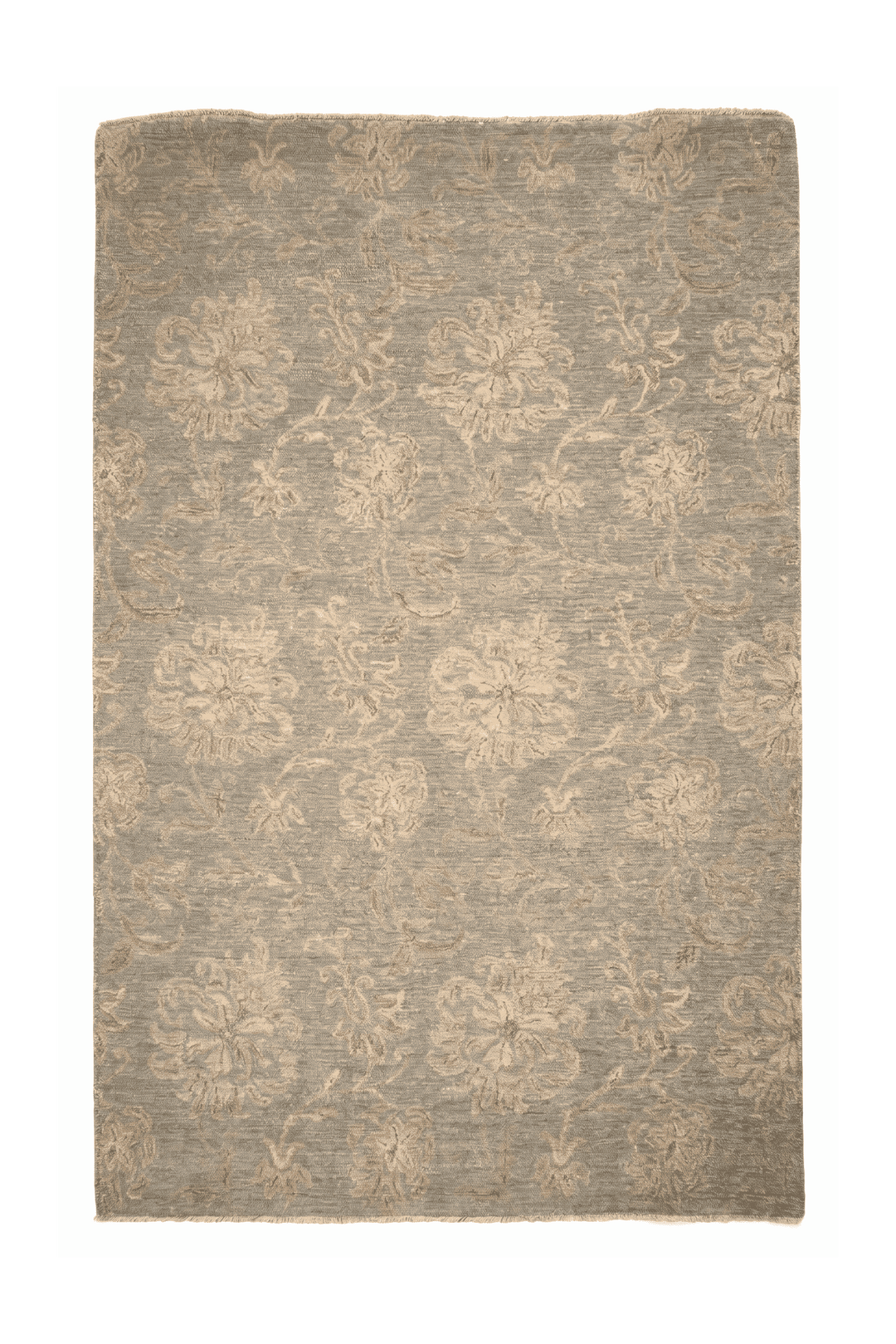 Celadon green blossom Afghan Gabbeh rug, hand-knotted wool