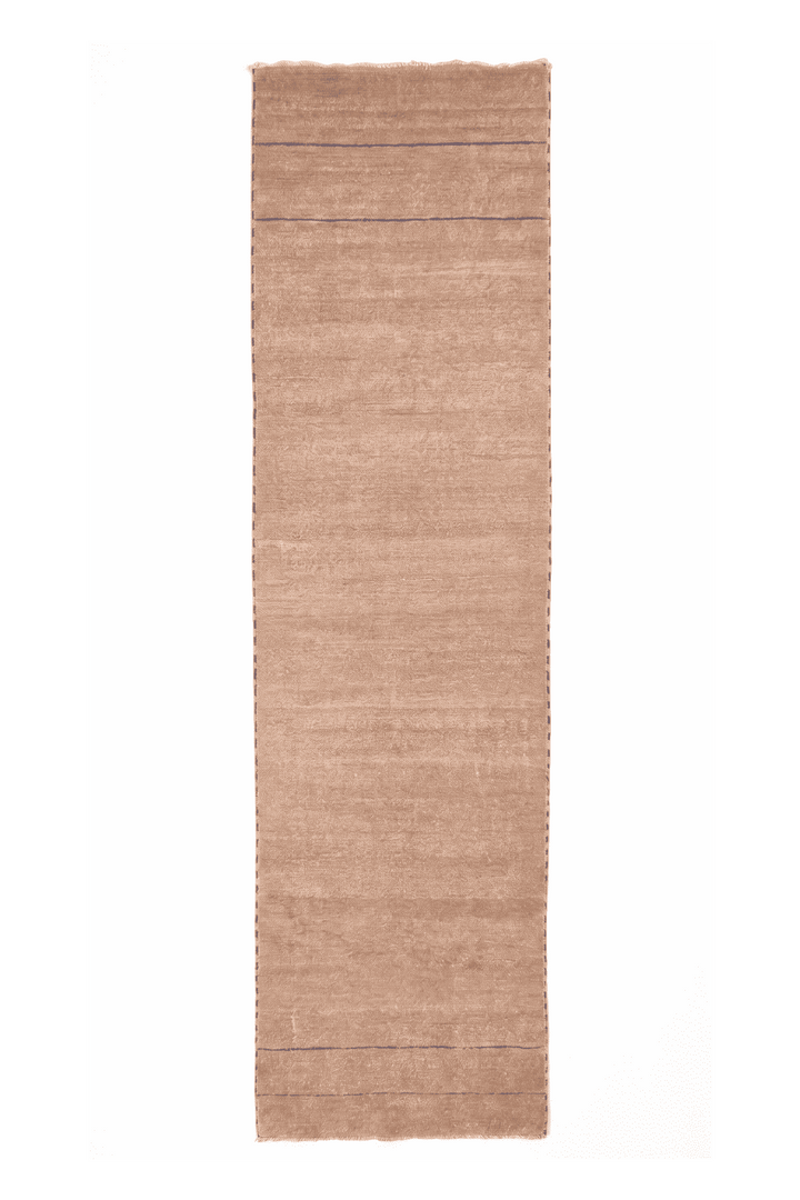 Sand and slate blue stripe Gabbeh runner in Ghazni wool, 77×306cm
