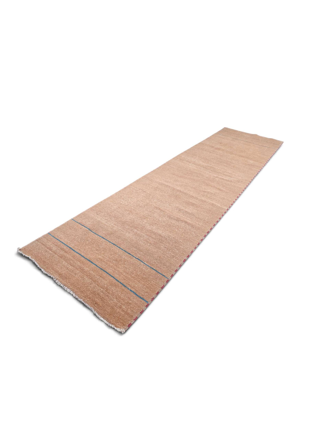 Hand-knotted Ghazni wool pile of sand stripe Gabbeh runner, 77×306cm