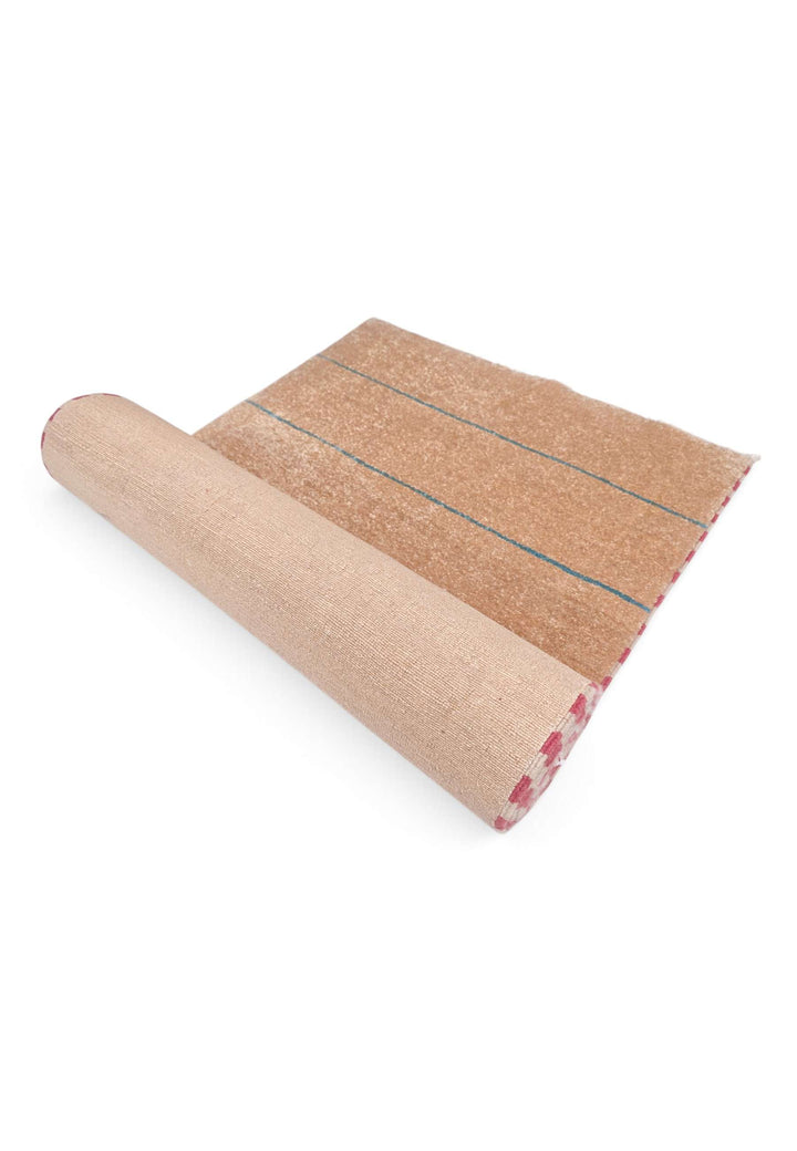 Sand and slate blue stripe runner for a hallway, 77×306cm