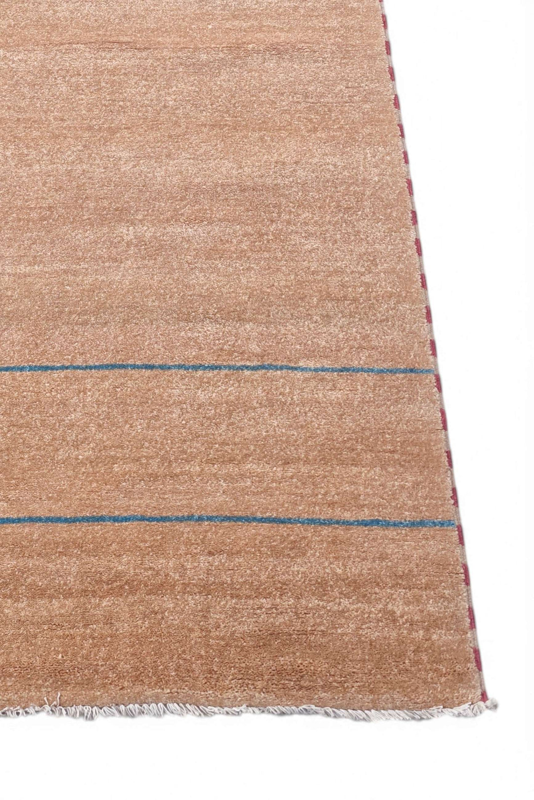 Hand-knotted sand Afghan Gabbeh runner with slate blue stripes