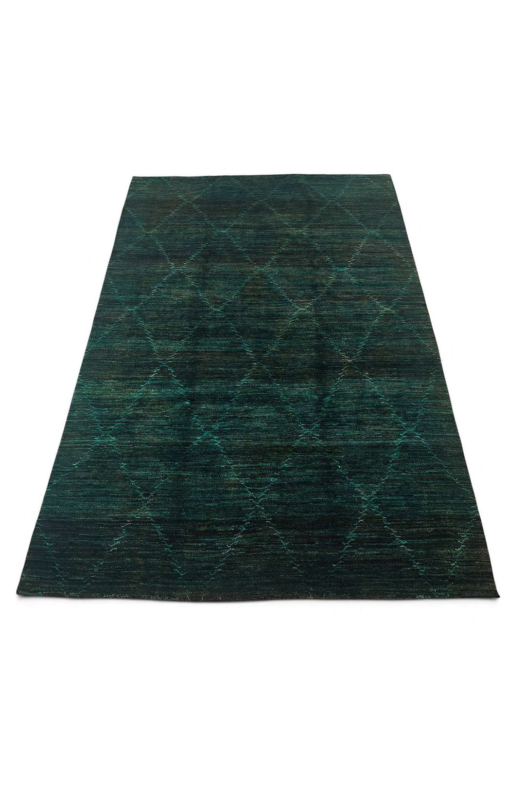 Hand-knotted wool pile of teal Gabbeh rug, 142×212cm