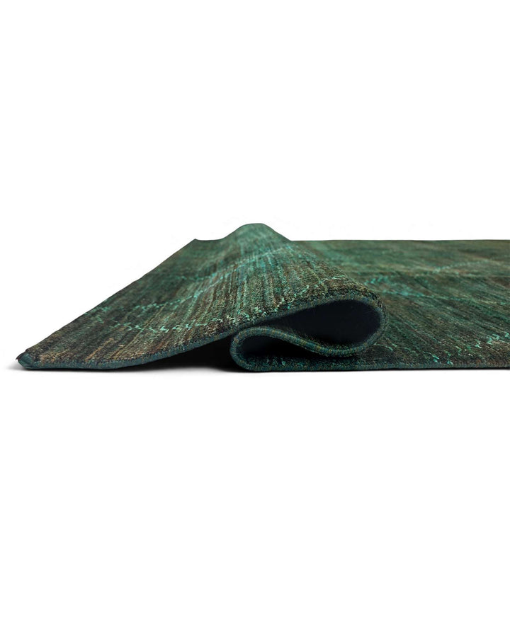 Hand-knotted Afghan Gabbeh rug in teal green wool