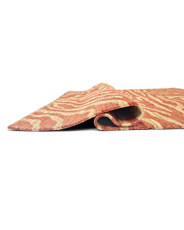 Hand-knotted Afghan Gabbeh rug in terracotta wool