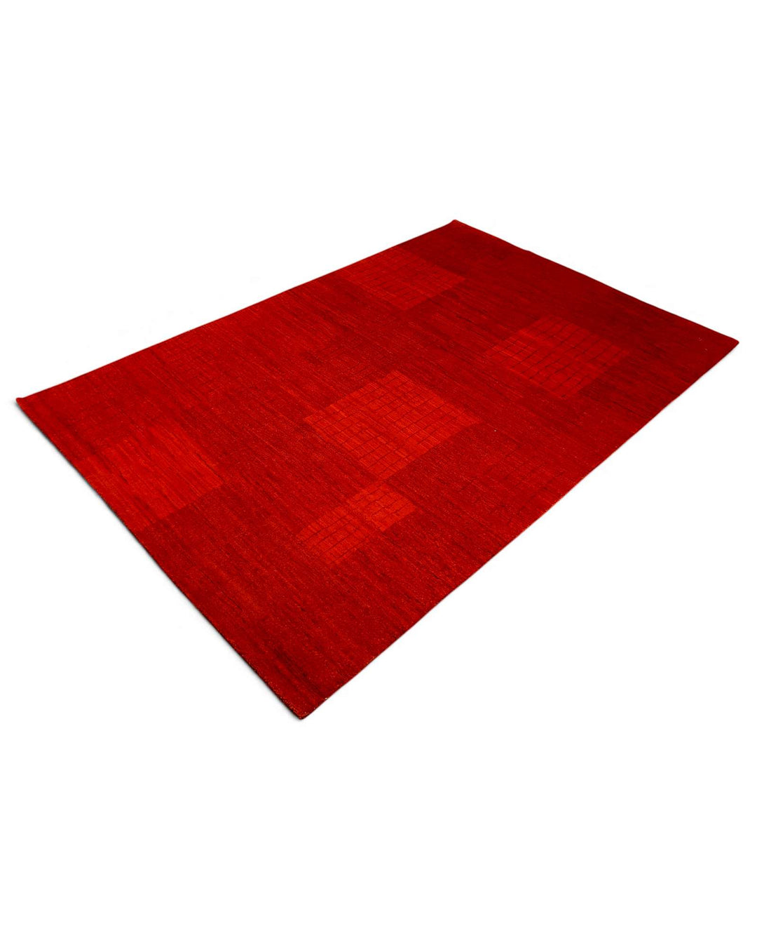 One-of-a-kind vermilion red Afghan Gabbeh rug