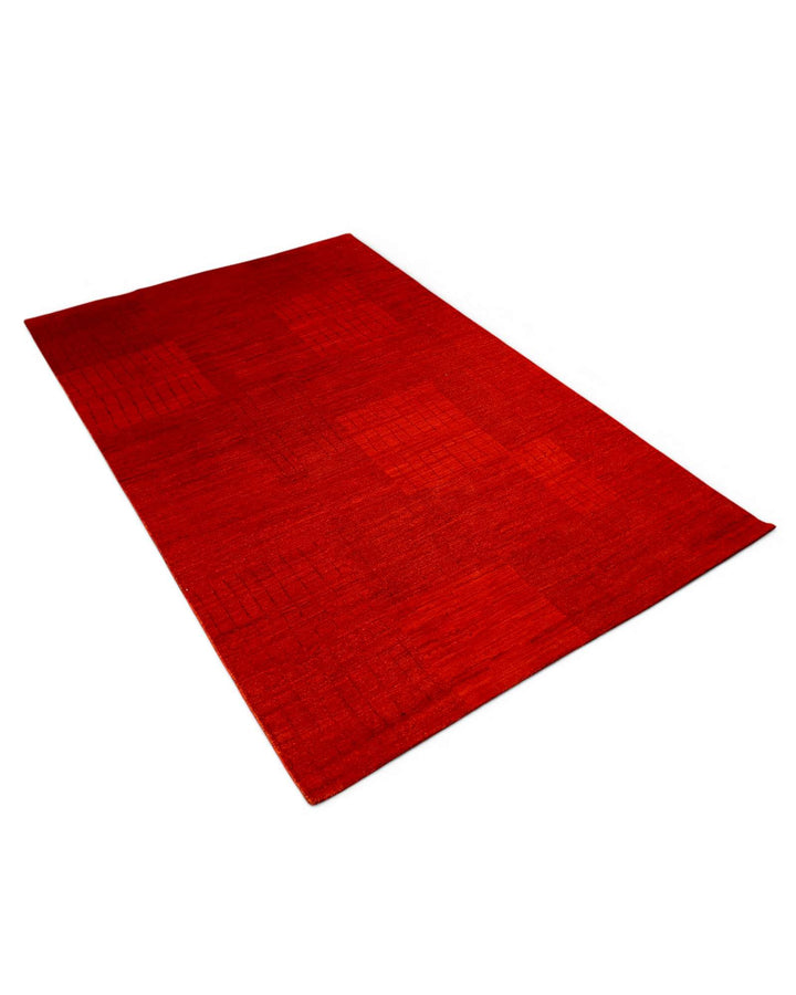 Hand-knotted Afghan Gabbeh rug in bright vermilion red wool