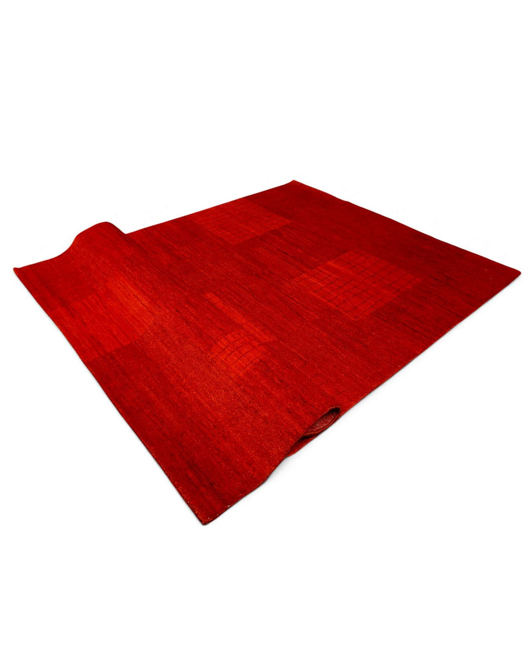 Fringe of vermilion red Afghan Gabbeh hand-knotted rug