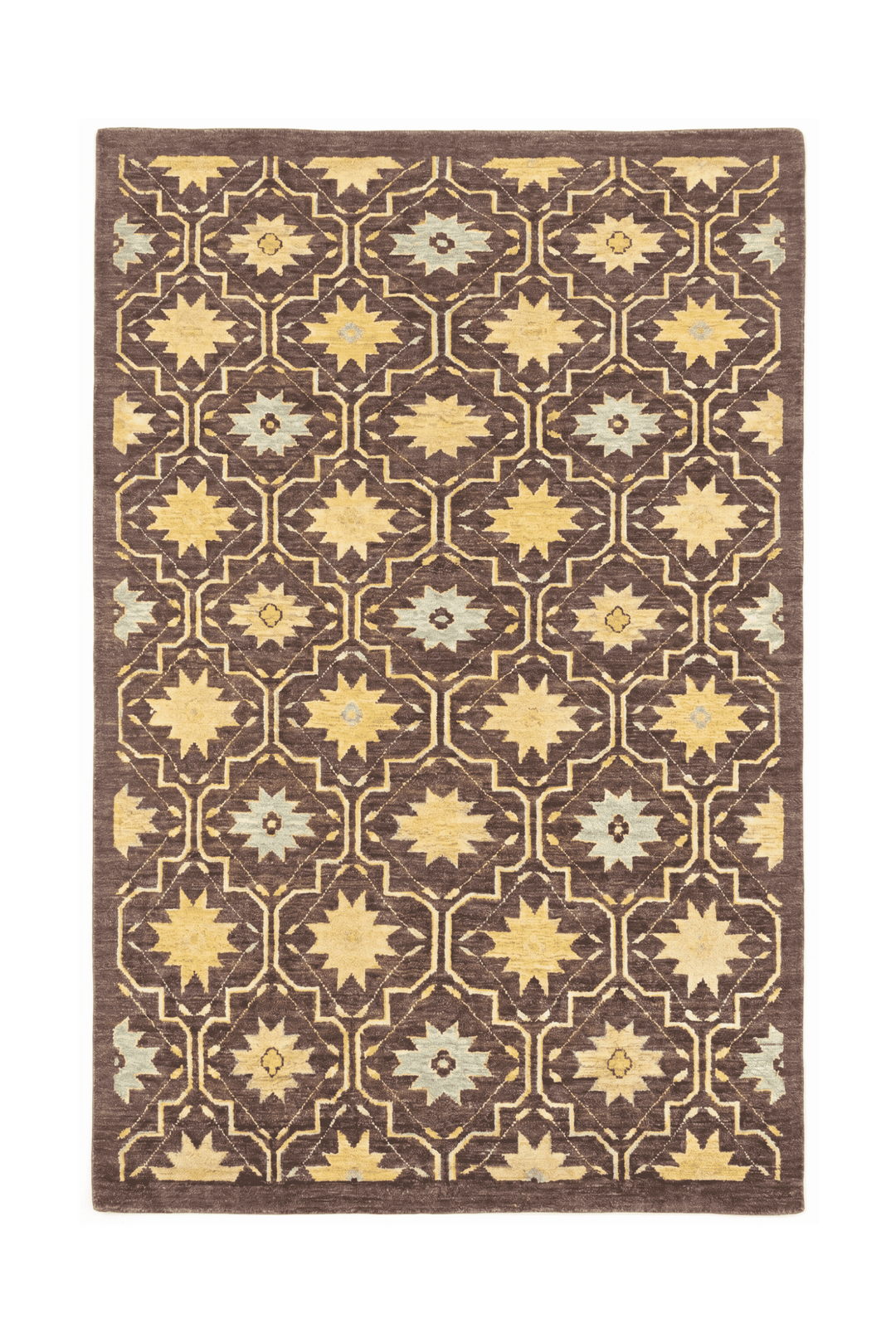 Walnut brown star Afghan Gabbeh rug, hand-knotted wool