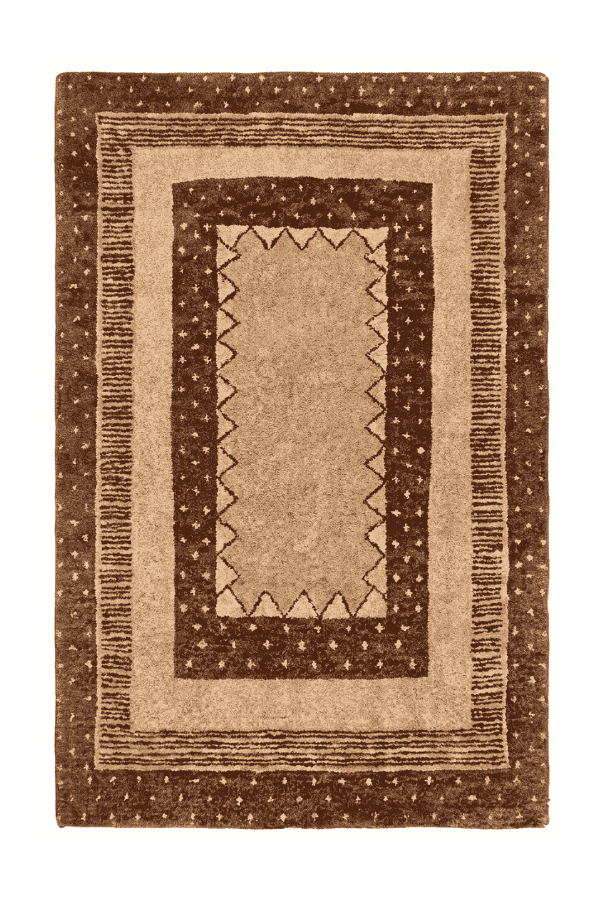 Camel and brown Afghan Gabbeh rug, hand-knotted natural dye wool