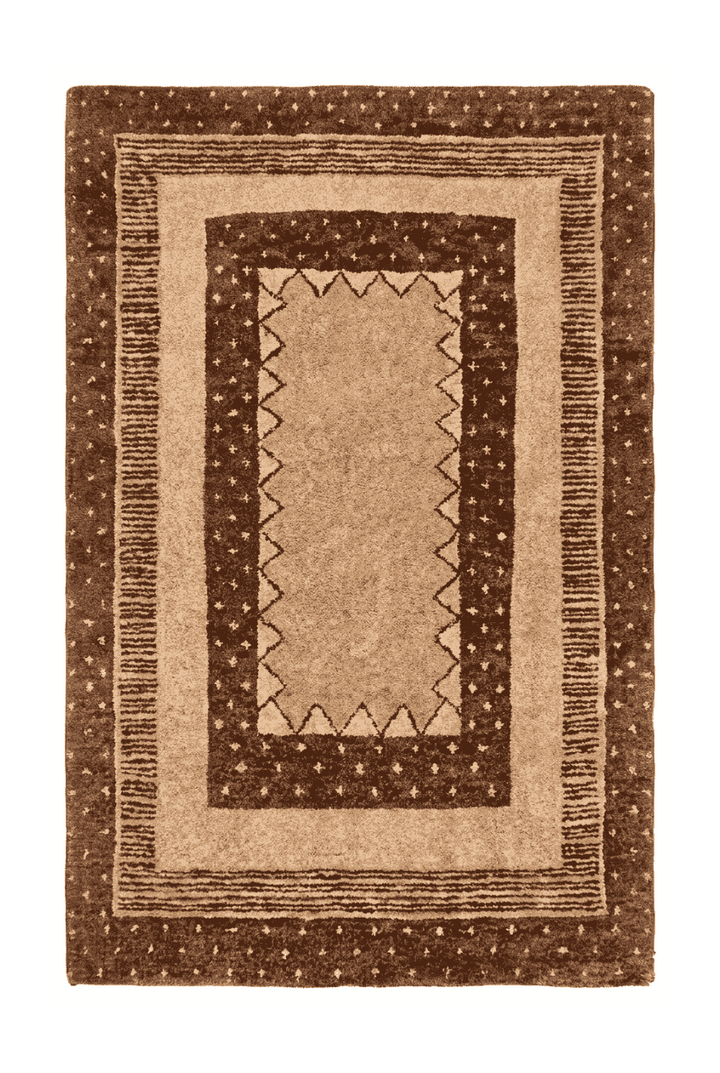 Camel and brown Afghan Gabbeh rug, hand-knotted natural dye wool