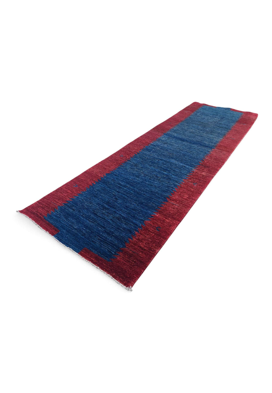 Hand-knotted Ghazni wool pile of wine red Gabbeh runner, 90×281cm